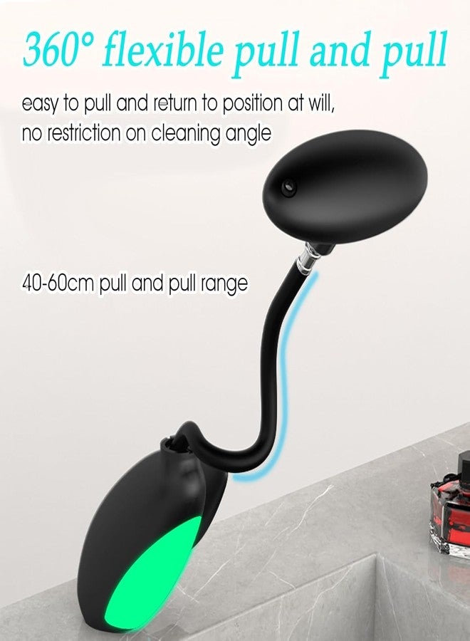 Abhsant LED Bathroom Sink Faucet with Pull Out Sprayer, 4Water Flow Modes, 360° Rotating Hot and Cold Water Sink Faucet, LED Ambient Light Single Handle Modern Bathroom Basin Copper Faucets (BLACK-01) - Image 3